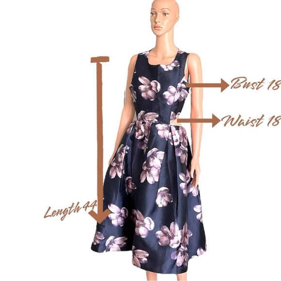 ANGEL Navy Blue Floral Cocktail Open Side  Back Cutaway Sleeveless Knee SZ Lg - Picture 12 of 12